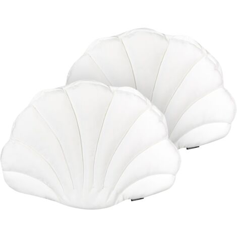 Coussin en forme de coquillage en velours blanc 47 x 35 cm CONSOLIDA