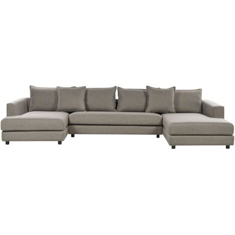 Canapé D'Angle Côté Droit 3 Places Avec Coussins Rembourré En Tissu Boucle Blanc Casse Dolva 85414145
