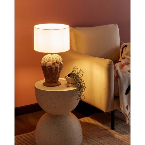 Abat-jour Lampe De Table En Rotin - Style Rustique Et Naturel, Forme Hexagonale 22x14cm