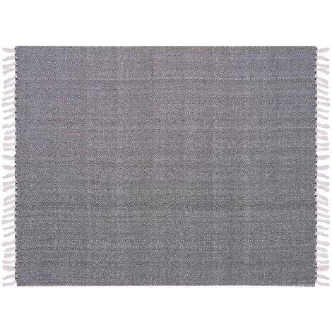 Tapis fin en coton tissé beige 130x160cm pas cher 