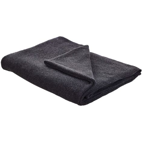 Couverture Tricotée en Coton Gris Foncé 130 x 180 Douce et Confortable au Style Scandinave Beliani (1/5)