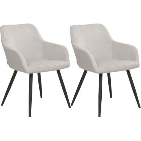 Ensemble de 2 Chaises de Repas Salle à Manger Cuisine Pieds Métal et Assise Rembourrée en Velours Taupe Casmalia (1/5)