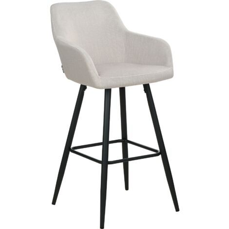 Set 2 Tabourets de Bar Moderne avec Accoudoirs Pieds en Métal et Assise Rembourrée en Velours Taupe Casmalia