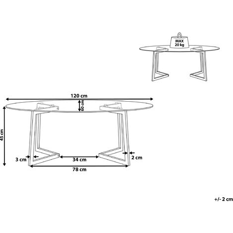 Table Basse Ovale avec Plateau en Verre et Cadre en Métal Doré au Style Moderne et Glamour Beliani