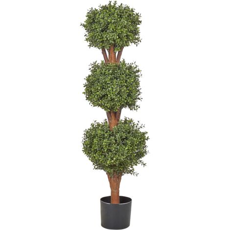 Plante Artificielle en Pot Noir Plastique 120 cm Décoration d'Intérieur et Extérieur Buxus Ball Tree (1/5)