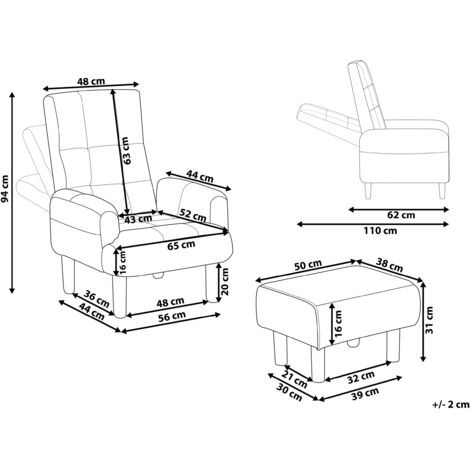Fauteuil Inclinable Avec Repose-pieds Oland - Lin Rétro Vert Menthe - Beliani
