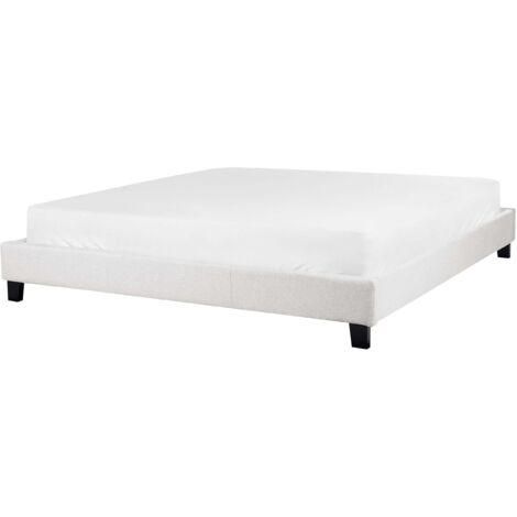 Lit Double en Tissu Moderne Minimaliste 180 x 200 cm Bureau Chambre Gris Clair Roanne (1/5)