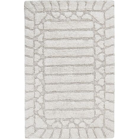 Tapis de Bain Moderne en Coton Rectangulaire 60 x 90 cm Salle de Bain Beige Tekke (1/5)
