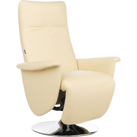 Fauteuil Relax Pivotant à 360° Stella Assise Confortable En Cuir Noir Pietement Metal 20101012478