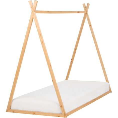 Lit Simple Moderne en Bois de Pin 90 x 200 cm Chambre Enfant Bois Clair Saurat (1/5)