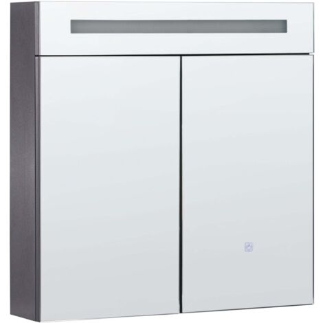 Armoire led 3p de toilette lumineuse l. 100 cm H. 70 cm P. 15 cm, gris anthracit | Leroy Merlin