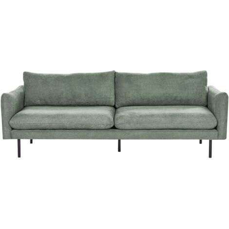 Canapé Moderne 3 places Assise Rembourrée en Tissu Polyester Vert et Pieds Noirs Vinterbro (1/5)