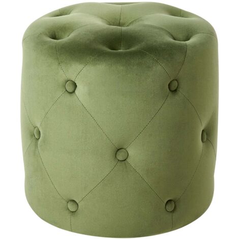 Pouf Capitonné en Velours "Puffy" 90cm Vert & Or