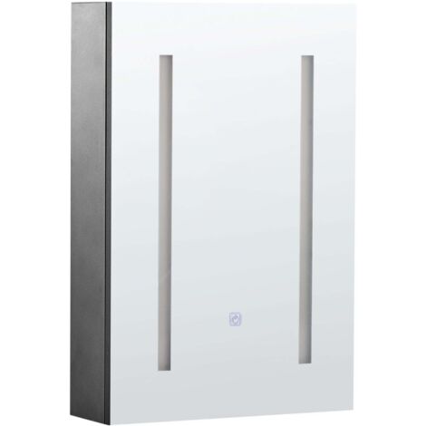 Armoire de Toilette Moderne Minimaliste 40 x 60 cm avec Rangement LED Noire Cameron (1/5)