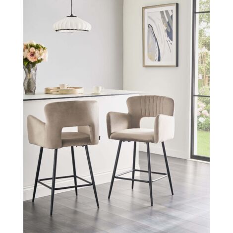 Lot De 2 Chaises De Bar Modernes Blanc Bouclé - Beliani SANILAC - Neuves