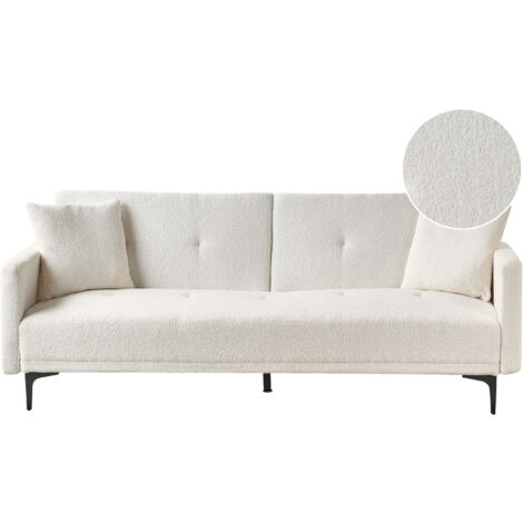 Canapé convertible express - 3 places - TOM - Velours côtelé beige - 185 x 100 x 87 cm - Maison
