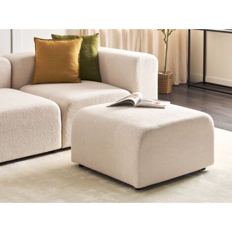 Pouf Design KOKOON DESIGN ‘BIG SMALL’ – Tissu Bouclé Blanc Et Pieds Métal – Neuf
