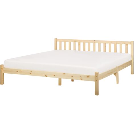 Lit Double Avec Sommier à Lattes Et Boutons Décoratifs, Style Sauna, Neuf