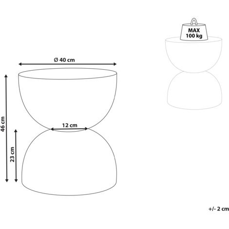 Table D'Appoint Ronde Effet Terrazzo Blanc Cassé - 37 X 37 X 47 Cm, 100 Kg De Charge, Intérieur/Extérieur