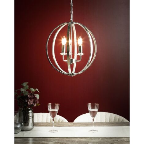 Lustre en Fer Lampe Suspendue Cristal Finition Chromée Salon Salle à Manger Argenté Tenoiro
