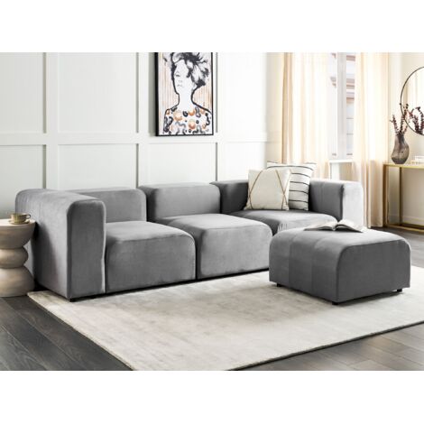 Pouf Repose-Pieds Moderne En Velours 40 Cm Décoratif Rond Capitonné
