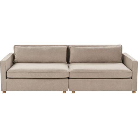 Canapé Moderne 3 Places Tissu Gris Clair Et Pieds Métal Noir Kezila 214cm 89938536