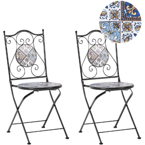 Paire De 2 Chaises Pliantes Vintage Métal Imprimé Floral - Camping Jardin - Occasion