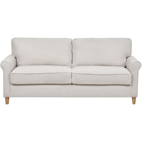 Canapé 3 Places en Tissu Tapisserie Assise Ressorts Beige Clair Ronneby (1/5)