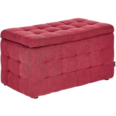 Ottomane De Rangement HomePop - Bois Et Tissu Bouclé Crème - 76x76x41cm