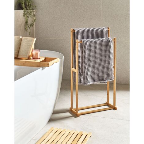 Porte-serviettes mural en bambou avec porte-serviettes Rangement et support pour serviettes de salle de bain – Porte-serviettes pour salle de bain – Porte- serviettes avec porte-serviettes autocollants