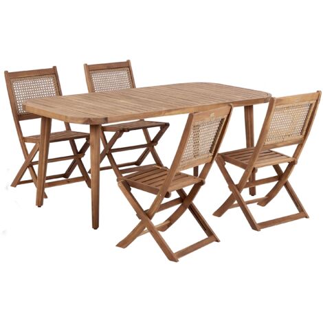 Set Jardin Sydney Deuba En Acacia Certifié FSC - Table Et 4 Chaises Pliables Pour Extérieur