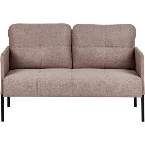 Canapé 2 Places Rétro Pieds en Métal avec Coussins et Dossier Matelassé en Tissu Marron Lahti (1/5)