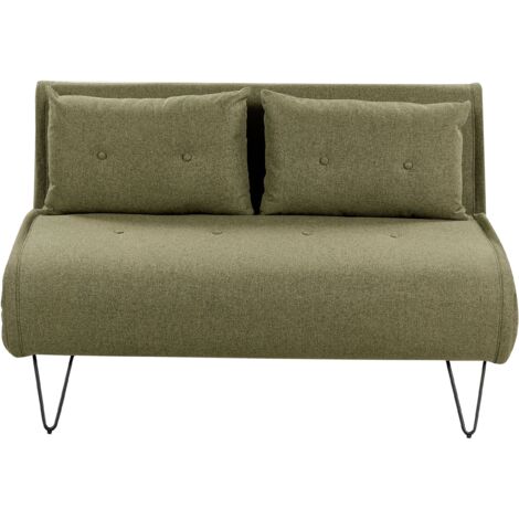 Canapé-lit Glam 2 Places avec Coussins en Tissu Polyester Vert Olive Vestfold (1/5)