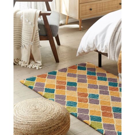 Tapis En Relief 100% Laine Tufté Main Motif Abstrait, 160 X 230 Cm Ivoire Lisandra