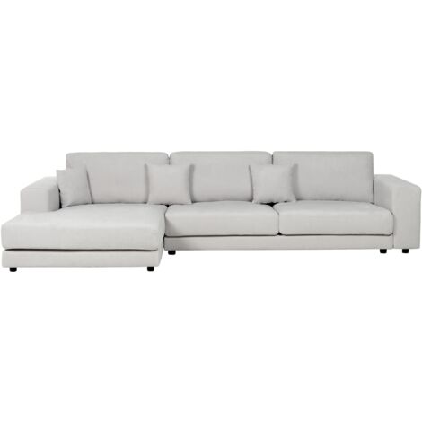 Canapé 4 Places Angle à Droite Style Moderne Minimaliste en Tissu Gris Clair Lofoten