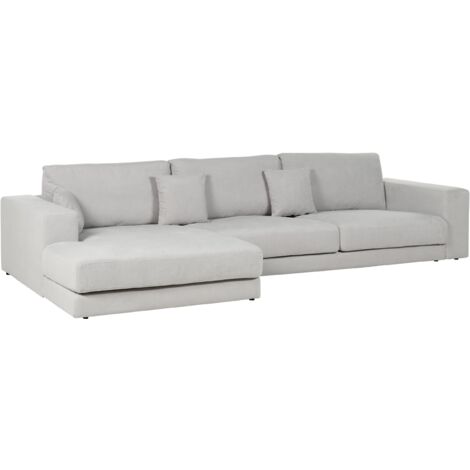 Canapé 4 Places Angle à Droite Style Moderne Minimaliste en Tissu Gris Clair Lofoten