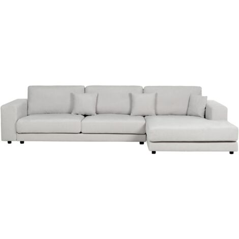 Canapé 4 Places Angle à Gauche Style Moderne Minimaliste en Tissu Gris Clair Lofoten