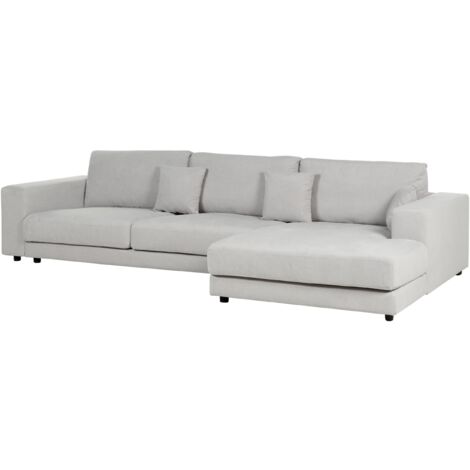 Canapé 4 Places Angle à Gauche Style Moderne Minimaliste en Tissu Gris Clair Lofoten