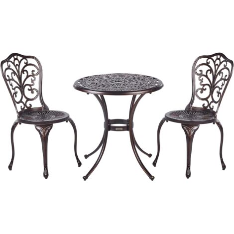 Ensemble de Balcon en Métal pour Jardin Extérieur Table et Chaises Marron Triora/Andalo (1/5)