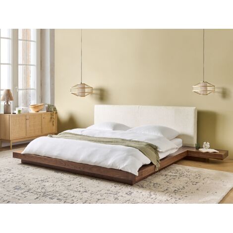 Lit double ines cannage rotin 160x200 sommier inclus