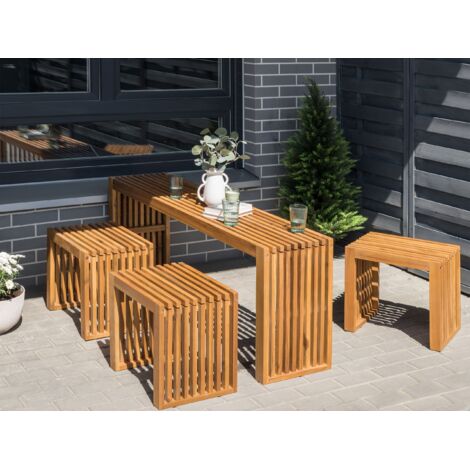 Table De Jardin Ronde En Bois D'acacia - 150 Cm De Diamètre, 74 Cm De Haut, Pour 6 Personnes, Style Rustique/méditerranéen