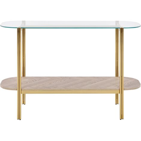 Table Console En Verre Et Métal étamé – Design Glamour 90x90cm – Pour Couloir Ou Salon