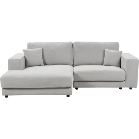 Canapé 3 Places Angle à Droite Style Moderne Minimaliste en Tissu Gris Clair Lofoten