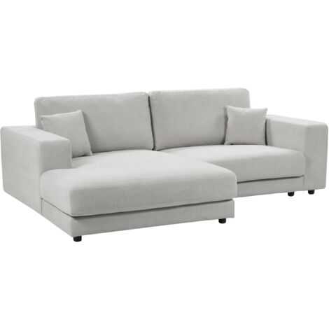 Canapé 3 Places Angle à Droite Style Moderne Minimaliste en Tissu Gris Clair Lofoten