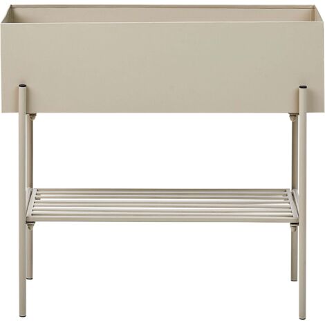 Support De Plantes Surélevé En Métal | Jardinière Intérieur/extérieur Beige | 70x30x100 Cm, Capacité 61L | Design Moderne, Finition Poudre