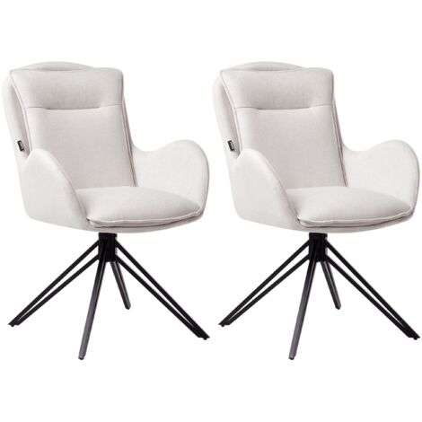 2 Chaises De Salle à Manger Design – Dossier Haut Rembourré, Pieds Métal – Support 180 Kg (Blanc, Surdimensionné)