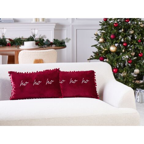 Lot De 2 Coussins En Coton 45 X 45 Cm Motif De Noël Blanc Pretzel