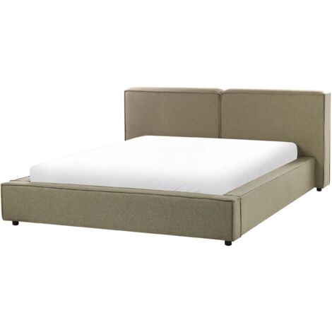 Lit Double en Tissu 160 x 200 cm Rembourré Sommier à Lattes Vert Linards (1/5)