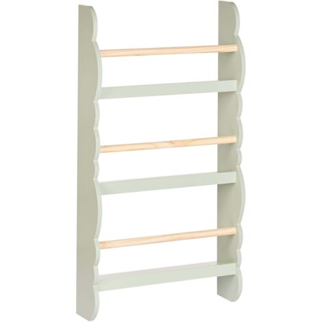 Bibliothèque Murale en Bois de Pin MDF Suspendue 3 Etages Meuble Chambre Enfant Vert Clair Rigolet (1/5)