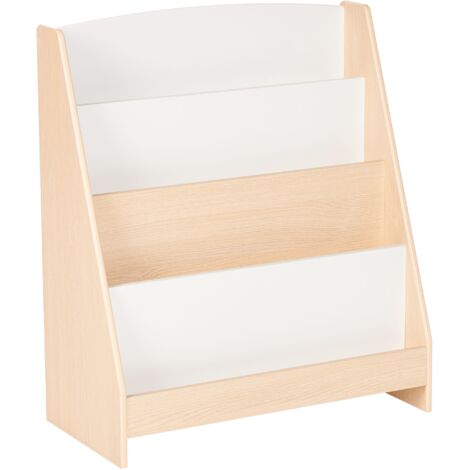 Bibliothèque à 4 Niveaux en MDF Présentoir Meuble Chambre Enfant Bois Clair Liloet (1/5)